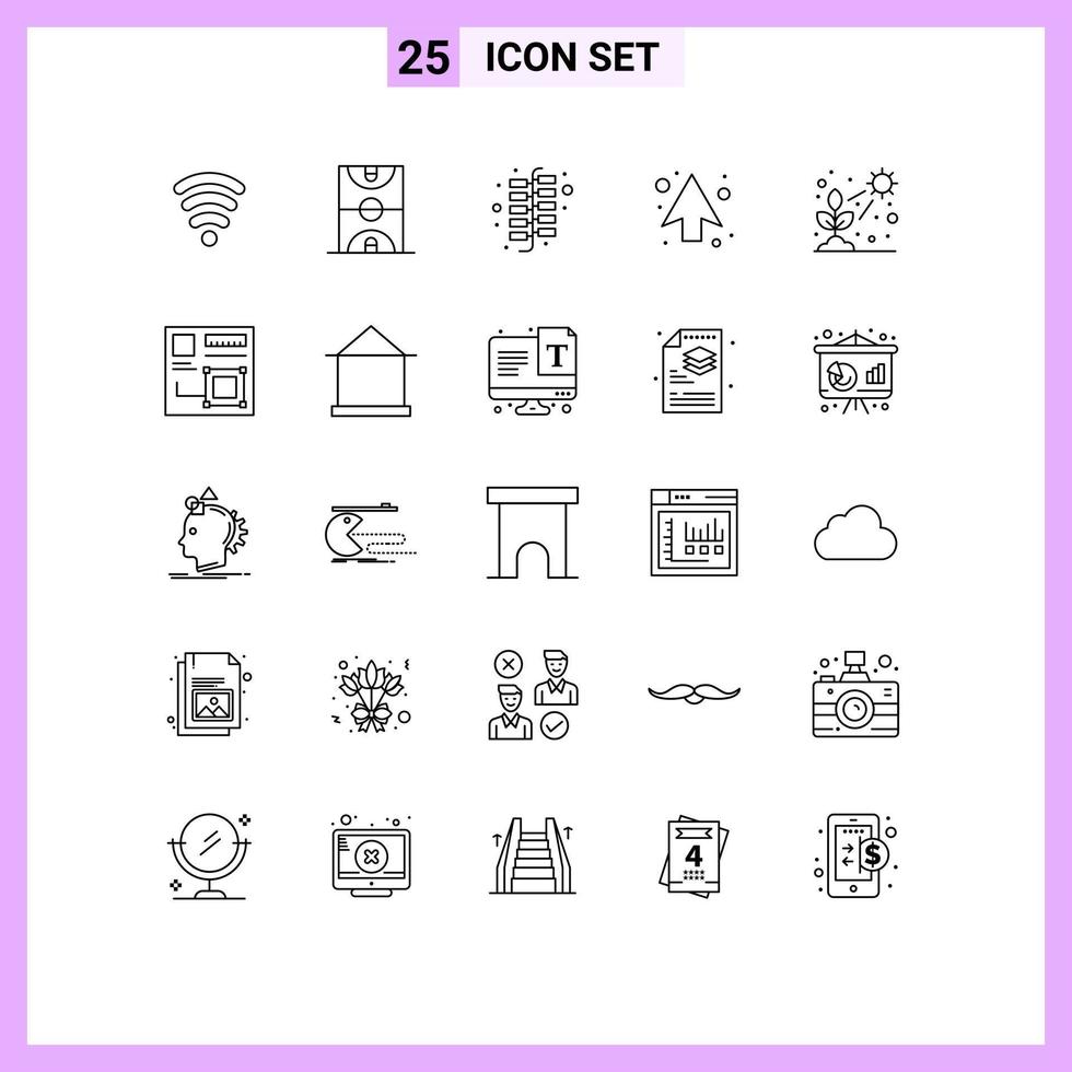 voorraad vector icoon pak van 25 lijn tekens en symbolen voor licht cactus China richting pijlen bewerkbare vector ontwerp elementen