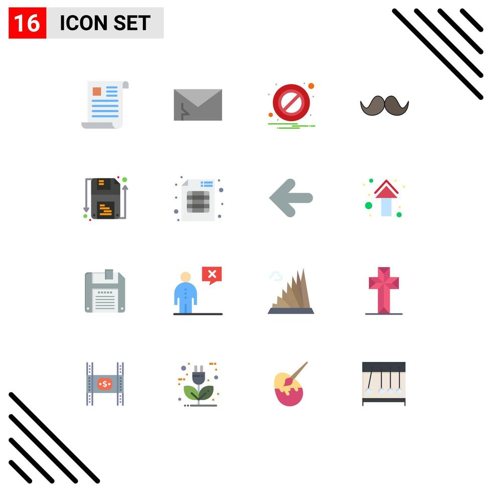 modern reeks van 16 vlak kleuren pictogram van mannen movember veiligheid hipster waarschuwing bewerkbare pak van creatief vector ontwerp elementen