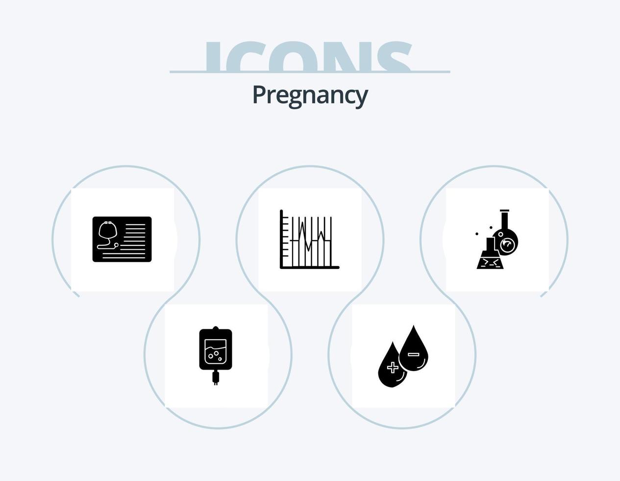 zwangerschap glyph icoon pak 5 icoon ontwerp. statistieken. voortgang. plus. medisch. cardiologie vector