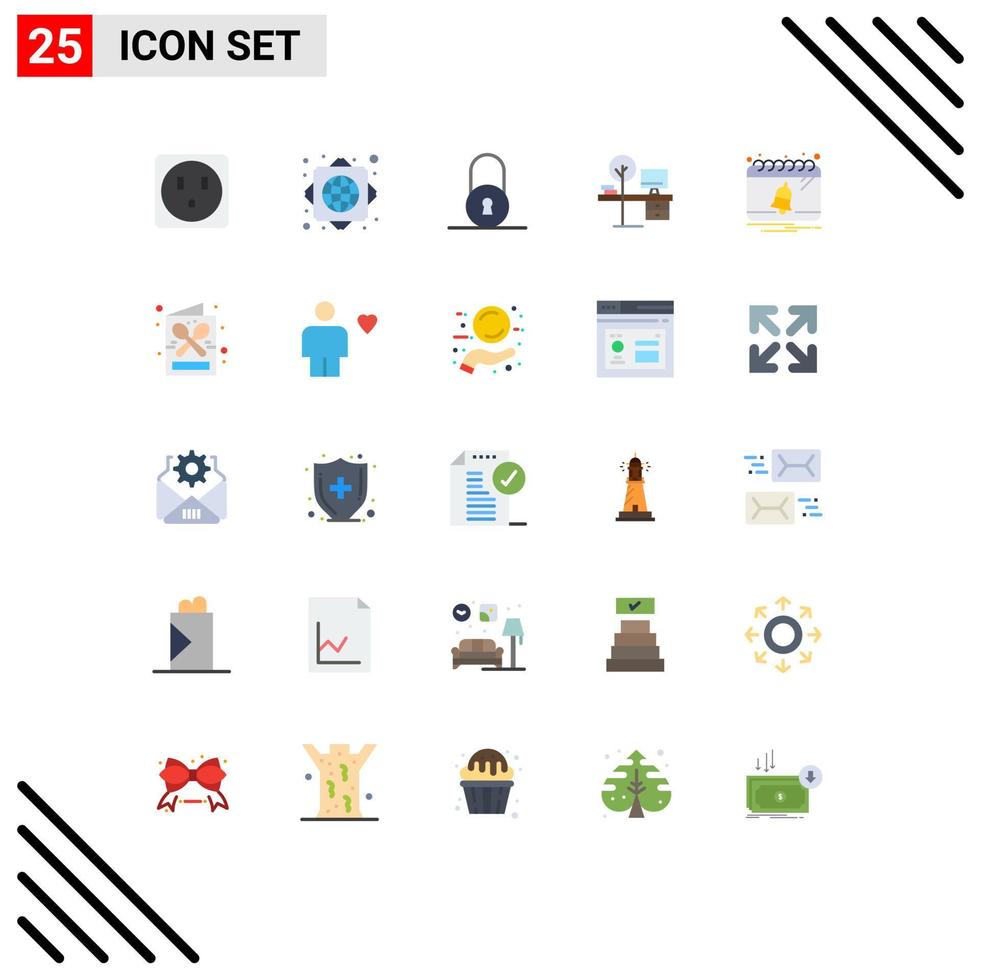 vlak kleur pak van 25 universeel symbolen van koffie datum comfort kalender tafel bewerkbare vector ontwerp elementen