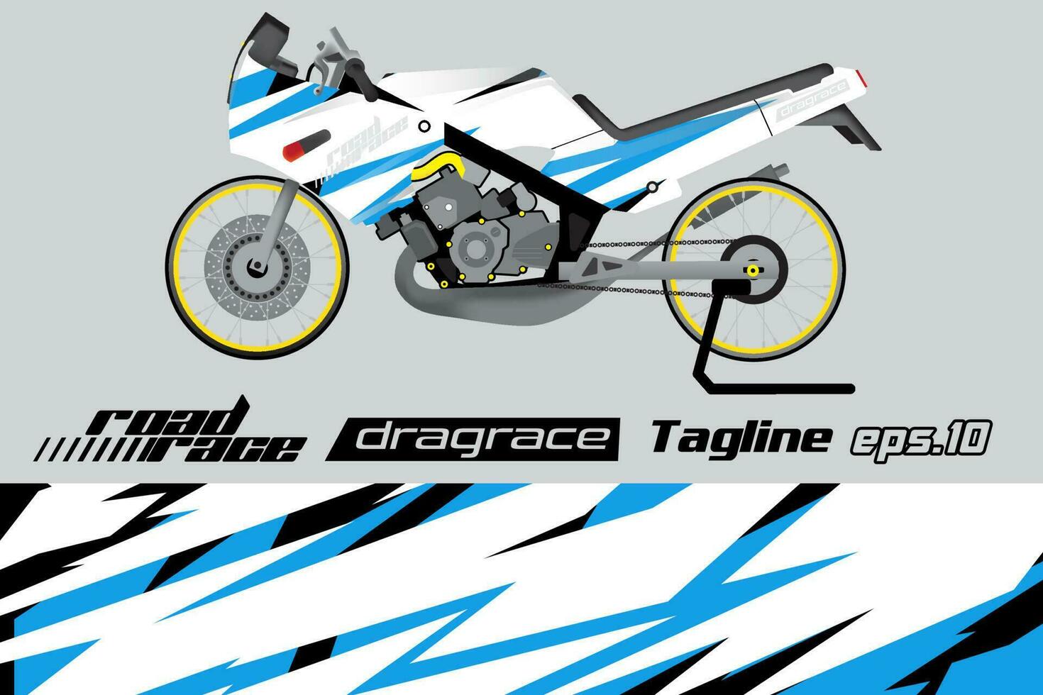 desain pembungkus stiker motor slepen racing vector penuh eps.10