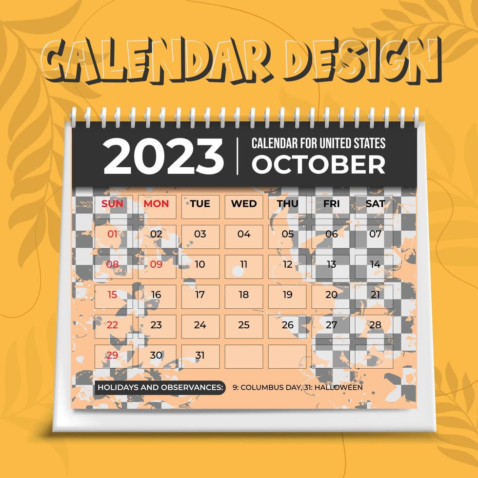 2023 kalender. ontwerper sjabloon. bureau schema indeling. week begint zondag. jaarlijks kalender organisator. tafel maandelijks dagboek rooster met maand. vector illustratie. horizontaal ontwerp.