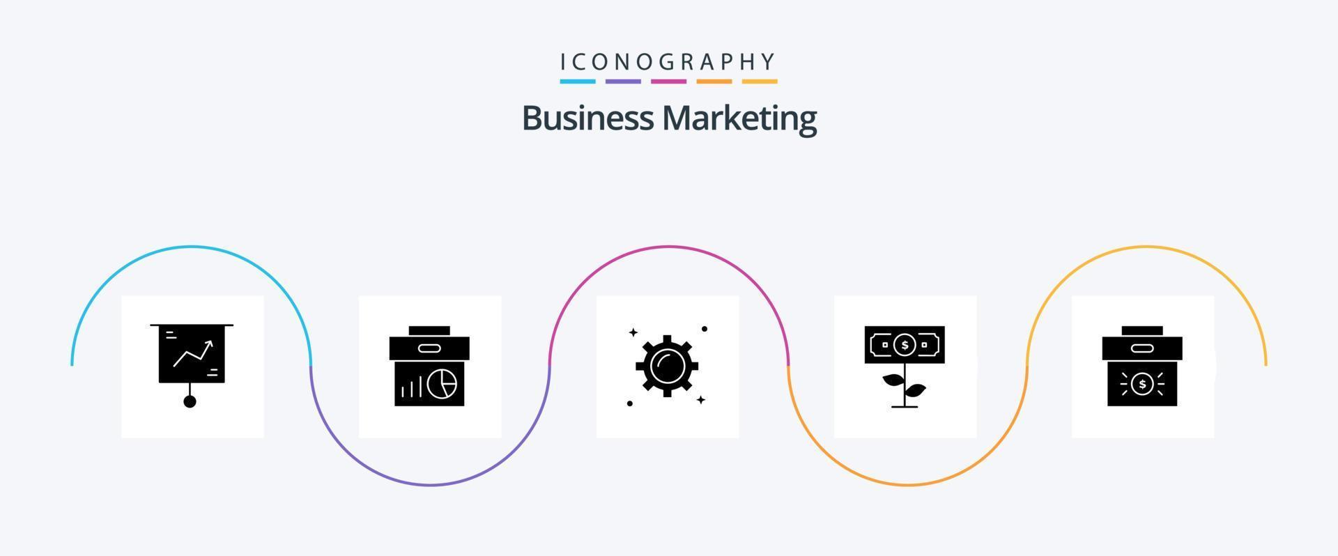 bedrijf afzet glyph 5 icoon pak inclusief fabriek. dollar. grafiek. afzet vector