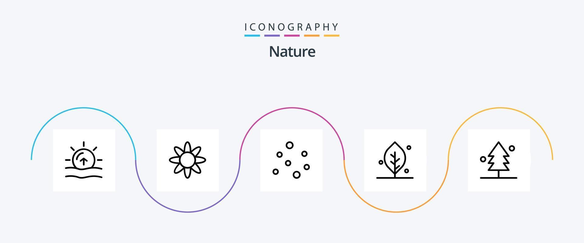 natuur lijn 5 icoon pak inclusief boom. tuin. bubbels. Woud. natuur vector