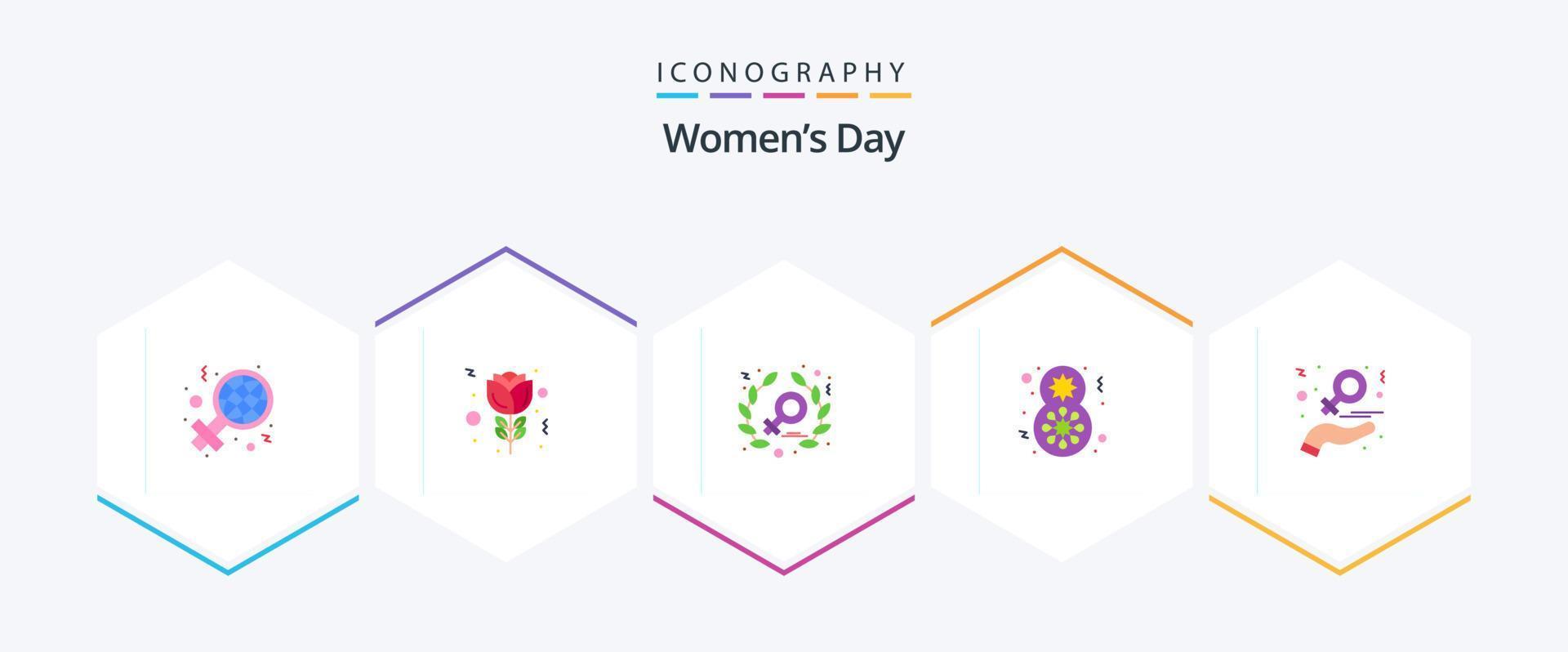 vrouwen dag 25 vlak icoon pak inclusief liefde. dag. stroom. liefdadigheid. geschenk vector