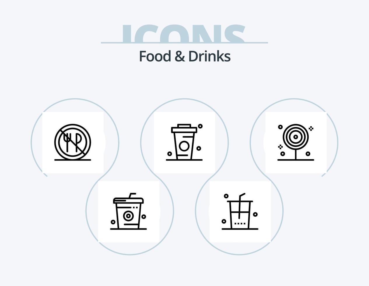 voedsel en drankjes lijn icoon pak 5 icoon ontwerp. set. voedsel. cokes. gedaan. maaltijd vector