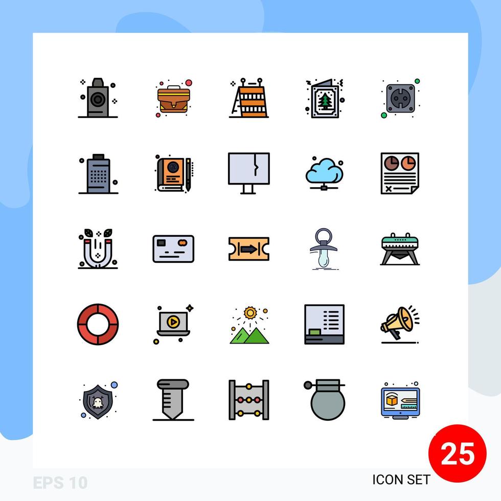 reeks van 25 modern ui pictogrammen symbolen tekens voor plug uitnodiging barrière Kerstmis boom bewerkbare vector ontwerp elementen