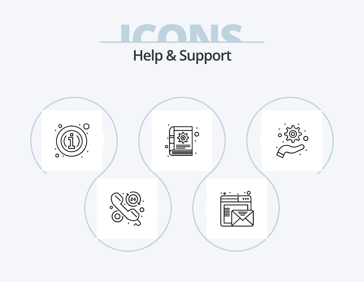 helpen en ondersteuning lijn icoon pak 5 icoon ontwerp. FAQ. steun. online. optimalisatie. ondersteuning vector