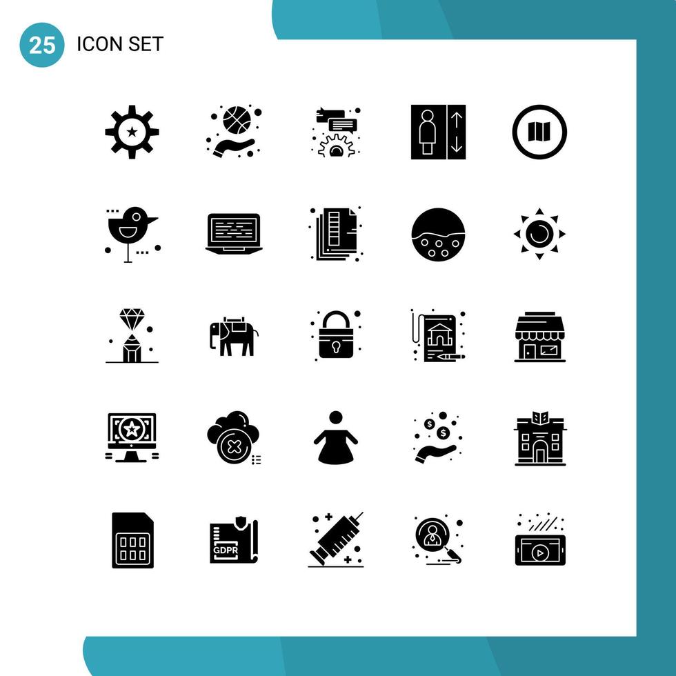 25 gebruiker koppel solide glyph pak van modern tekens en symbolen van google optillen spinnen groep configure bewerkbare vector ontwerp elementen