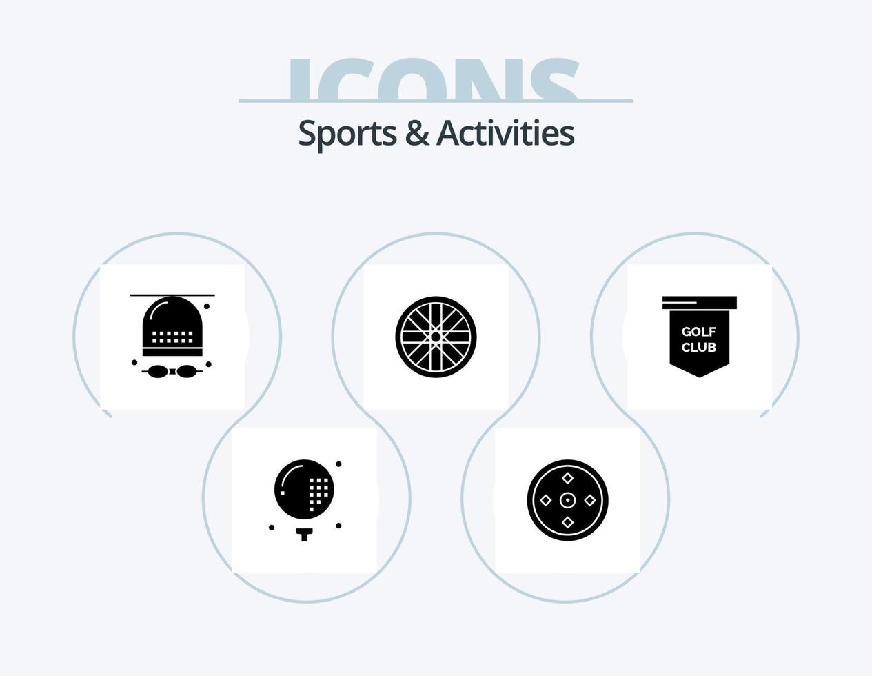 sport- en activiteiten glyph icoon pak 5 icoon ontwerp. golf. wiel. doelwit. sport. bril vector