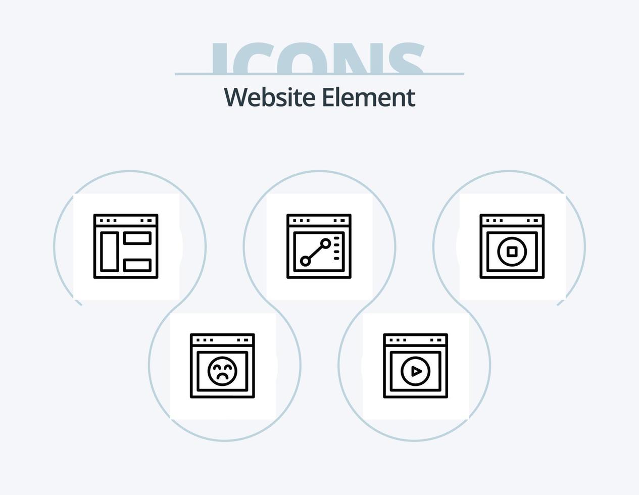 website element lijn icoon pak 5 icoon ontwerp. ontwerp. veiligheid. website. zeker. hacker vector