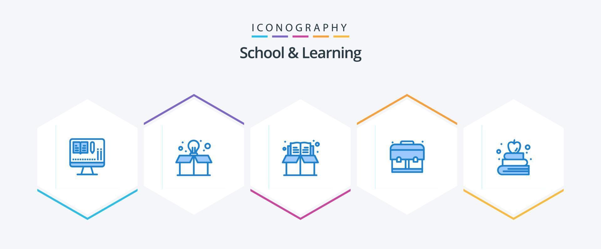 school- en aan het leren 25 blauw icoon pak inclusief . onderwijs. onderwijs. boek. school- vector