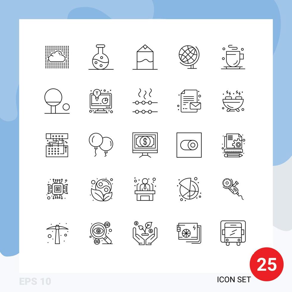 reeks van 25 modern ui pictogrammen symbolen tekens voor schets kop room drinken aardrijkskunde bewerkbare vector ontwerp elementen