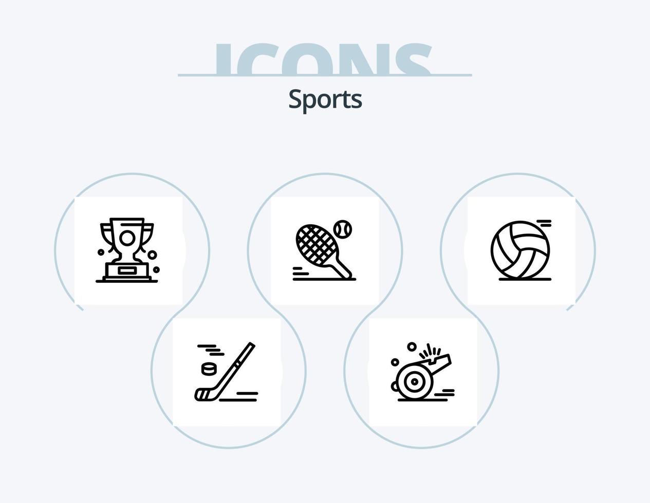 sport- lijn icoon pak 5 icoon ontwerp. rennen. sport. mand bal. schoenen. ping pong vector