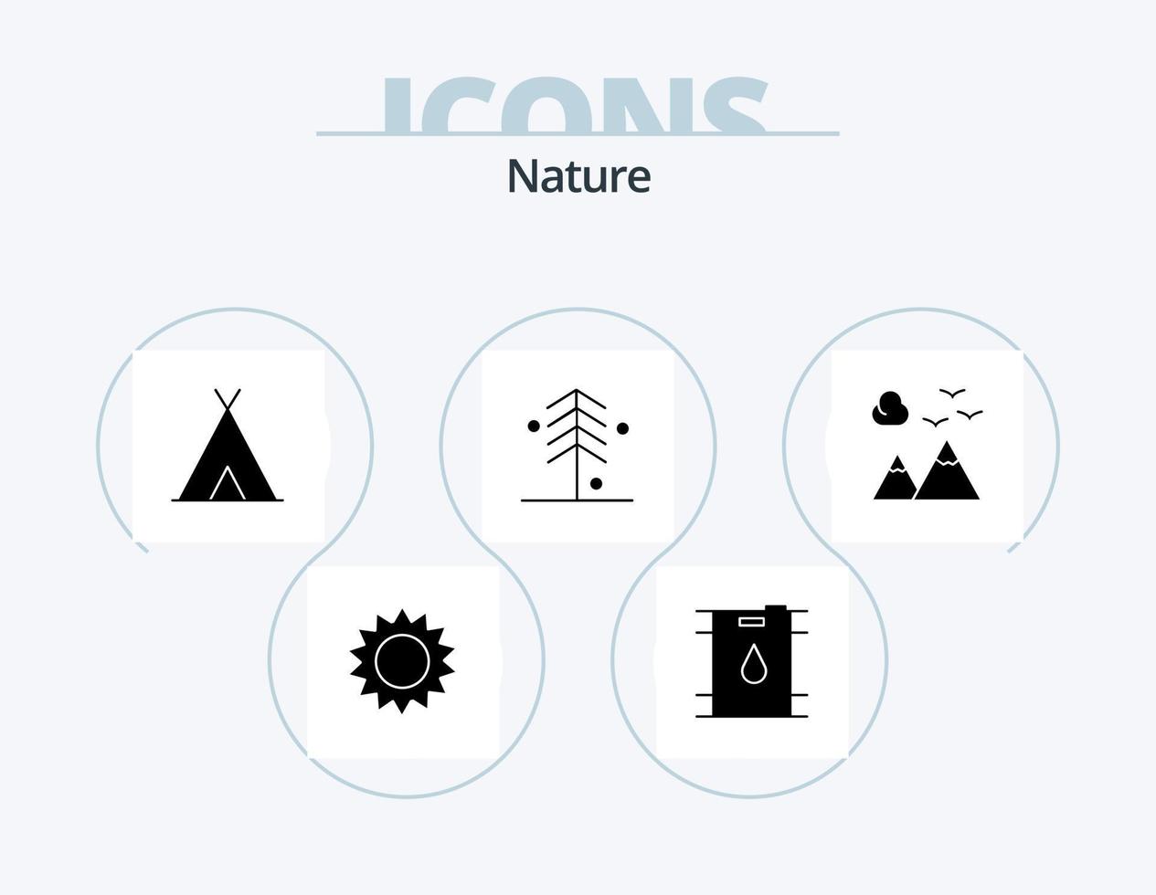 natuur glyph icoon pak 5 icoon ontwerp. landschap. bergen. natuur. boom. tuin vector