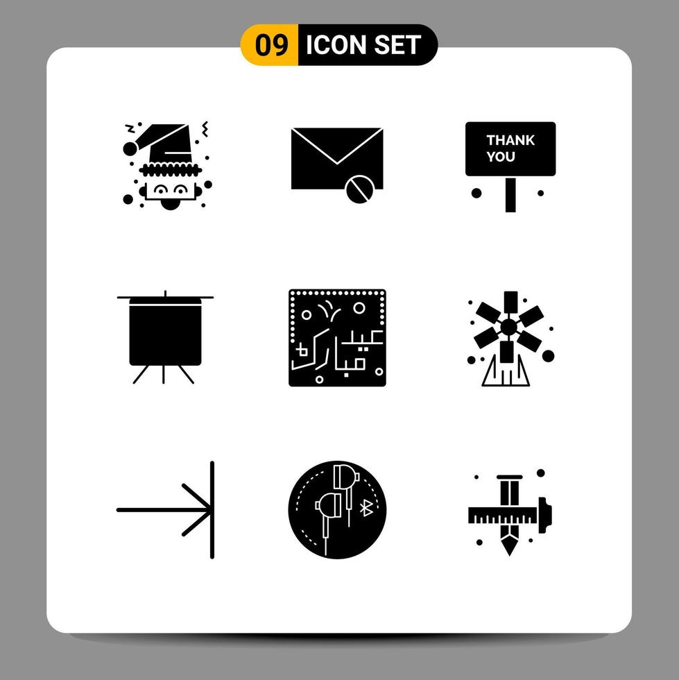 9 creatief pictogrammen modern tekens en symbolen van presentatie bord sms bedankt dank bewerkbare vector ontwerp elementen