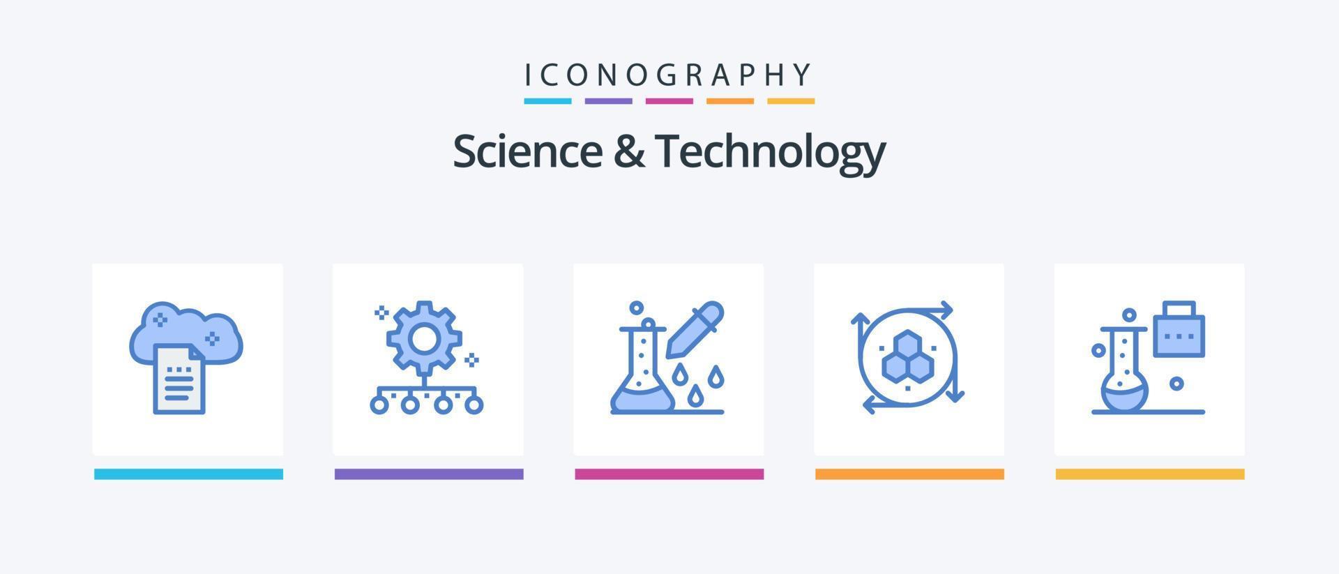 wetenschap en technologie blauw 5 icoon pak inclusief modellering sollicitatie. computer grafiek. werk beheer. wetenschappelijk Onderzoek. microbiologie. creatief pictogrammen ontwerp vector