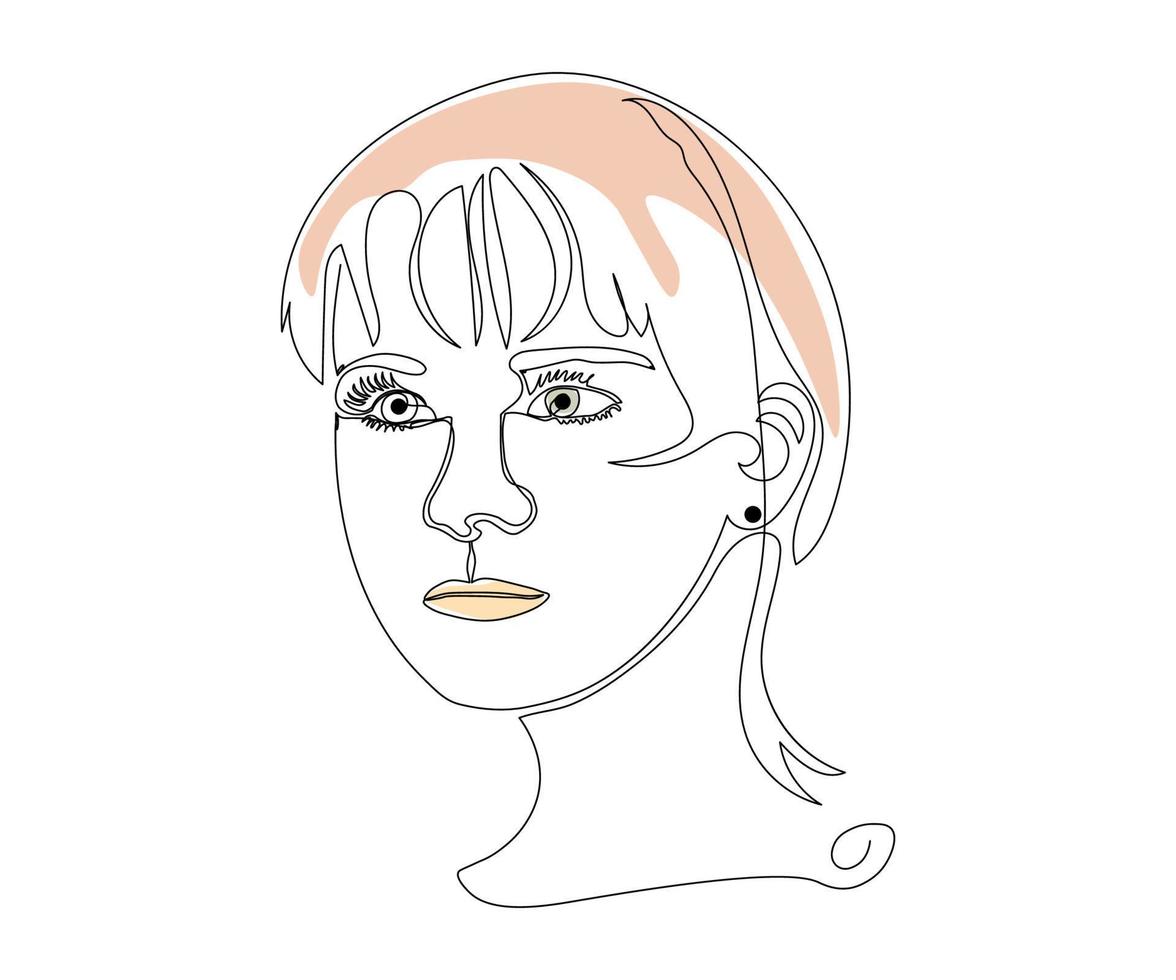 de portret van de meisje is hand getekend in een minimalistische stijl, in de techniek van een single lijn, een monolijn. schoonheidsmiddelen symbool, schoonheid salon logo vector