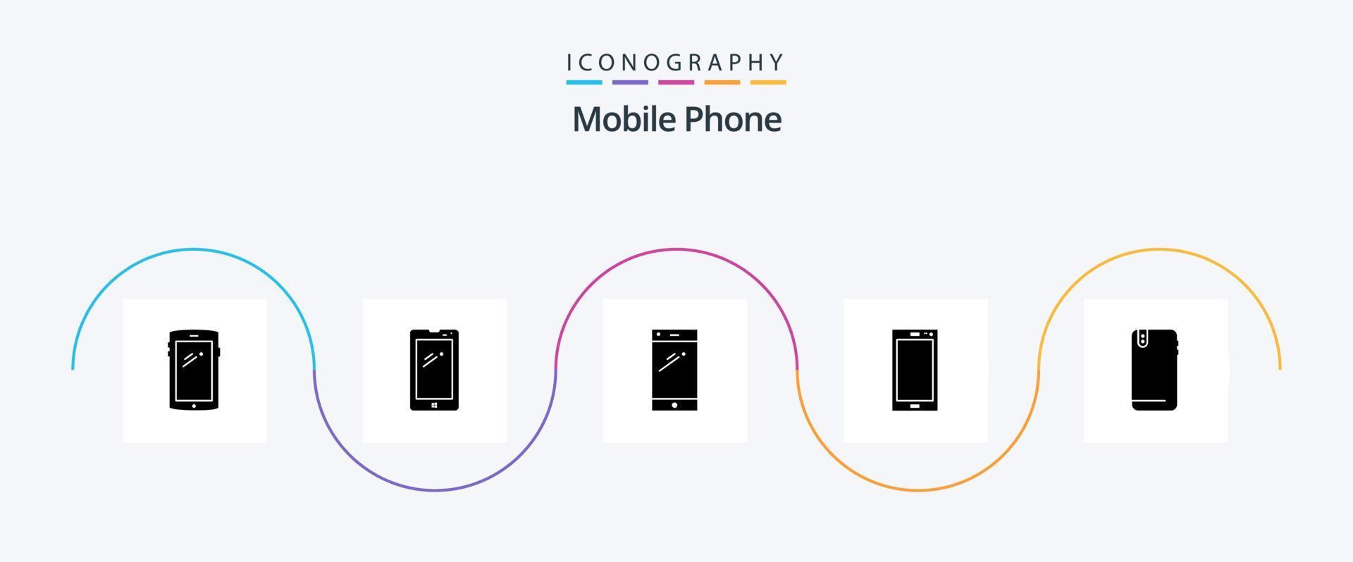 mobiel telefoon glyph 5 icoon pak inclusief . androïde. vector