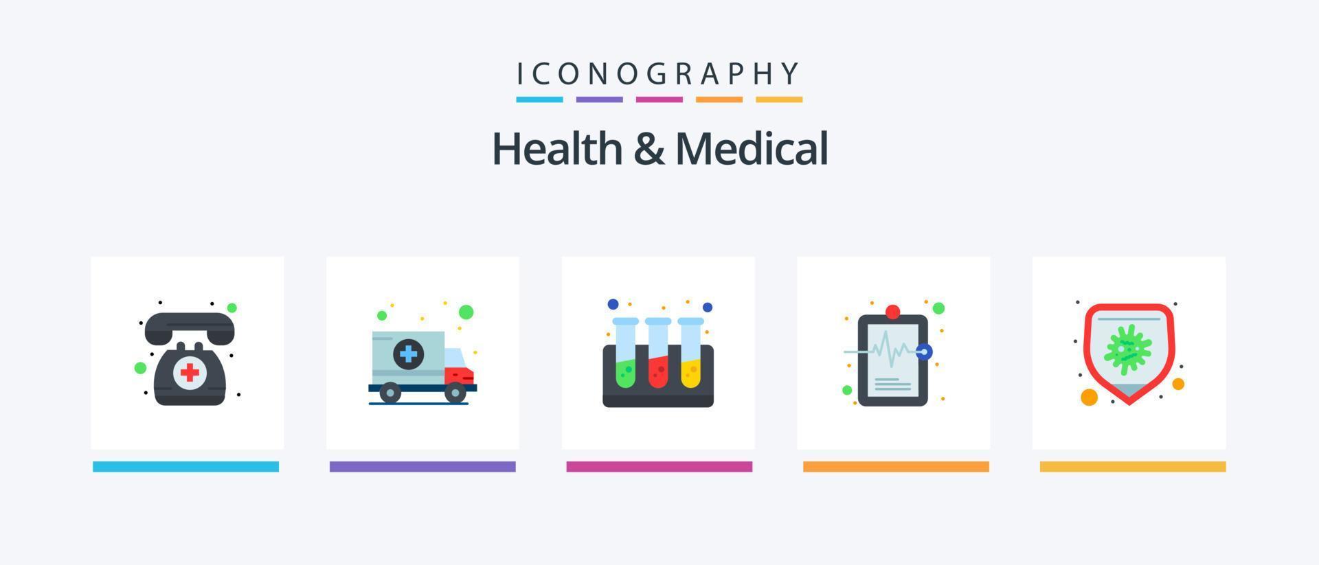 Gezondheid en medisch vlak 5 icoon pak inclusief ziekte. bescherming. bloed. medisch dossier. ziekenhuis grafiek. creatief pictogrammen ontwerp vector