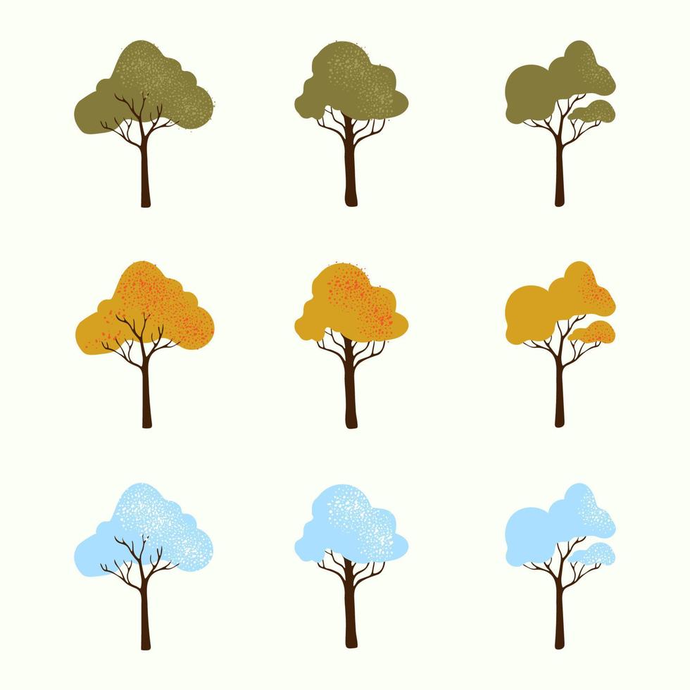 reeks van gemakkelijk vector bomen in verschillend seizoenen - lente, winter, herfst