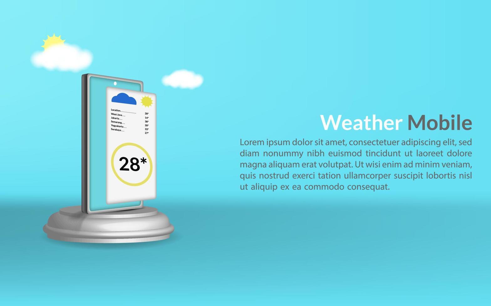 3d weer realistisch vector , sjabloon website landen bladzijde Aan mobiel reeks icoon illustratie , ontwerp sneeuwvlok handtelefoon Aan podium