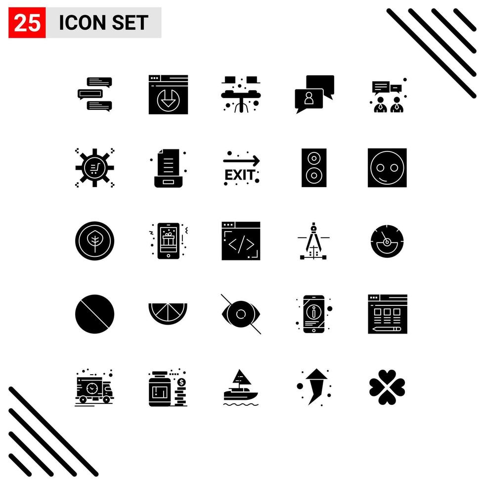 pictogram reeks van 25 gemakkelijk solide glyphs van babbelen gebruiker bureau Mens chatten bewerkbare vector ontwerp elementen