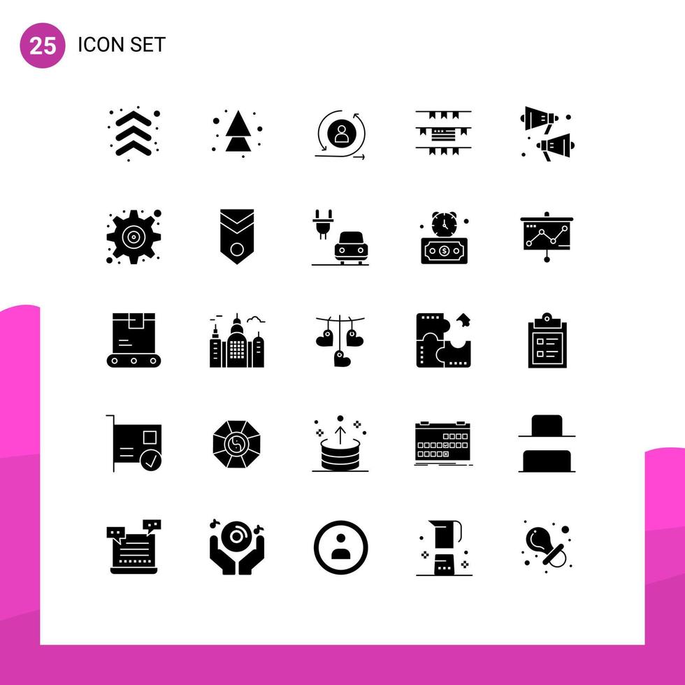 reeks van 25 modern ui pictogrammen symbolen tekens voor gebruiker koppel Gorzen uitrusting geluid bewerkbare vector ontwerp elementen