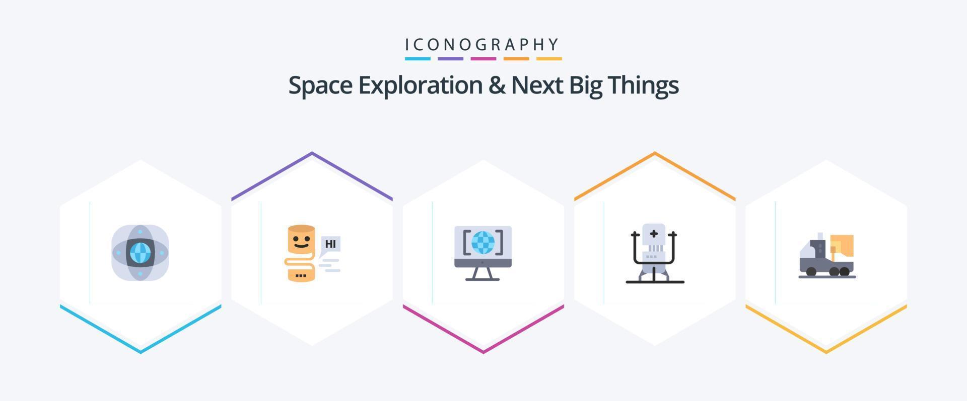 ruimte exploratie en De volgende groot dingen 25 vlak icoon pak inclusief medisch. toekomst. groot denken. bot. groot denken vector