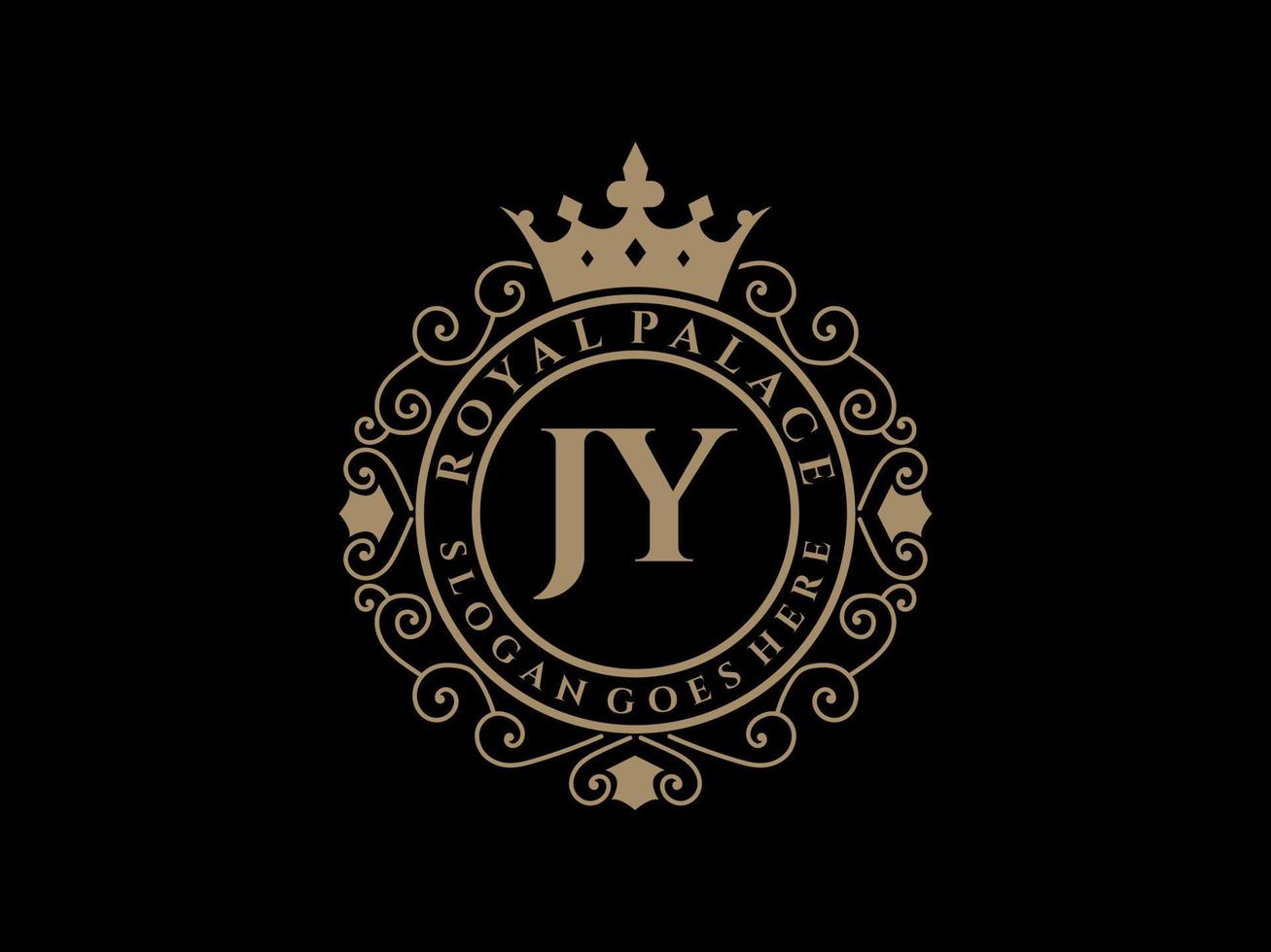 brief jy antiek Koninklijk luxe Victoriaans logo met sier- kader. vector