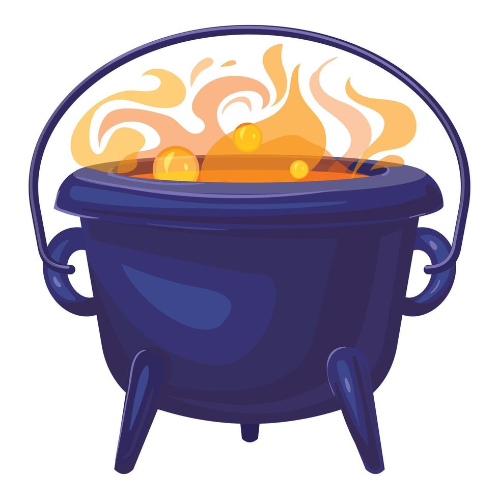 oranje koken ketel icoon, tekenfilm stijl vector