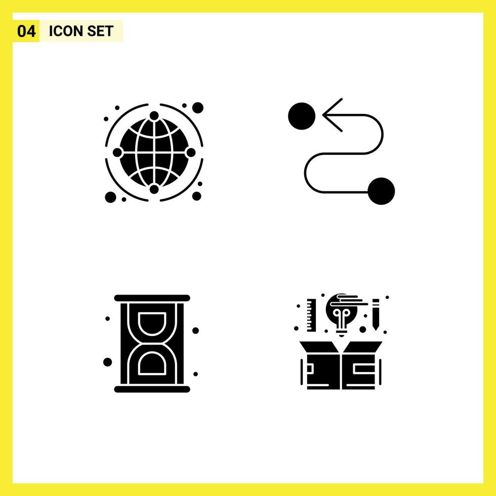 modern reeks van 4 solide glyphs en symbolen zo net zo wereldbol bezig met laden bedrijf weg computer bewerkbare vector ontwerp elementen