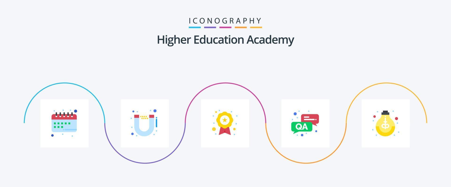 academie vlak 5 icoon pak inclusief idee. onderwijs. prijs. vraag. antwoord vector