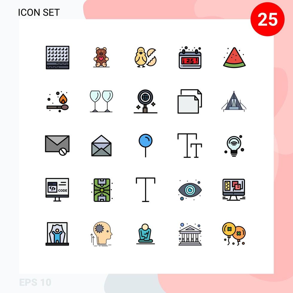 voorraad vector icoon pak van 25 lijn tekens en symbolen voor fruit Kerstmis bruiloft kalender baby bewerkbare vector ontwerp elementen
