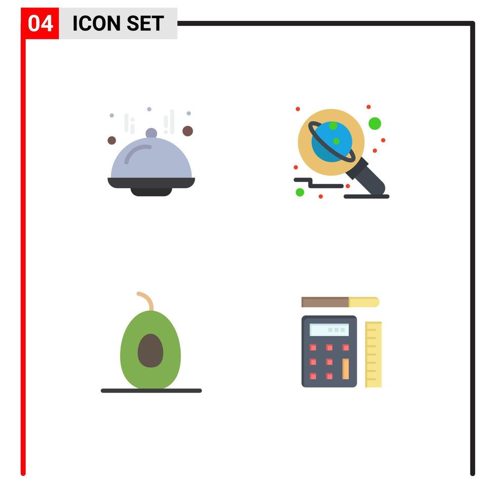 universeel icoon symbolen groep van 4 modern vlak pictogrammen van koepel voedsel astronomie wetenschap pen bewerkbare vector ontwerp elementen