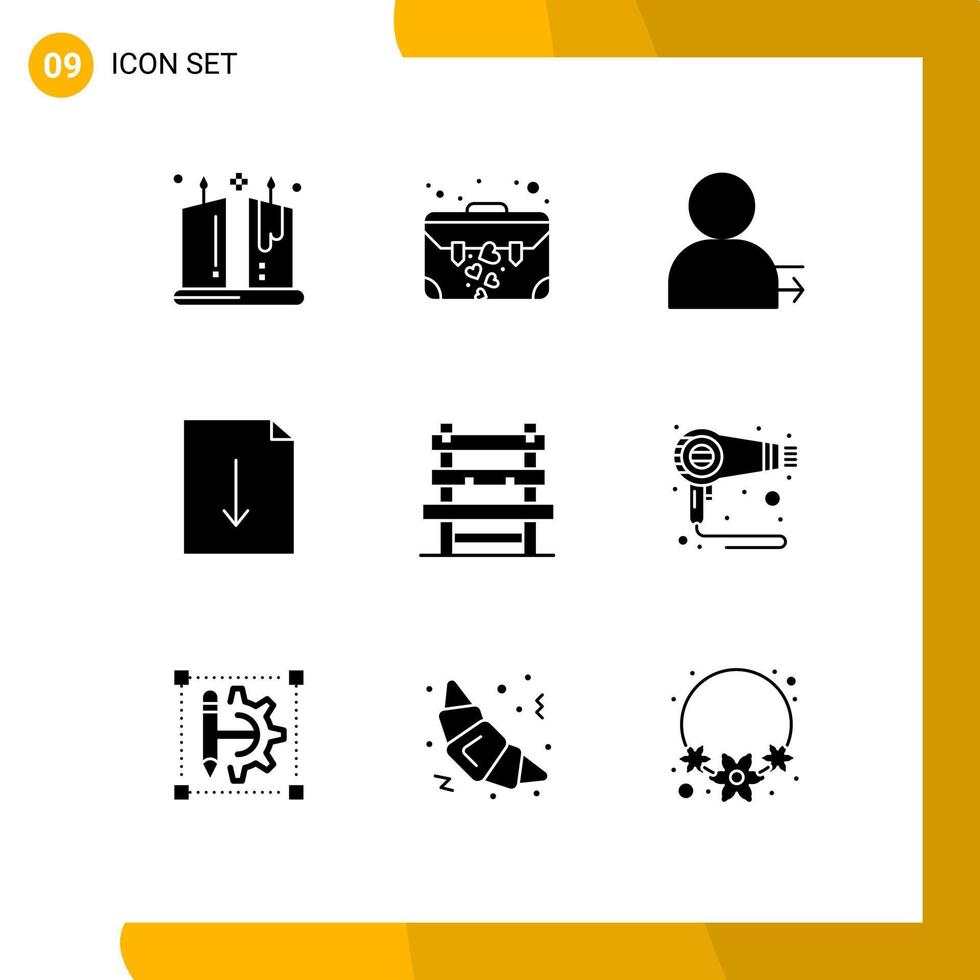 9 creatief pictogrammen modern tekens en symbolen van station stoel Mens exporteren document bewerkbare vector ontwerp elementen