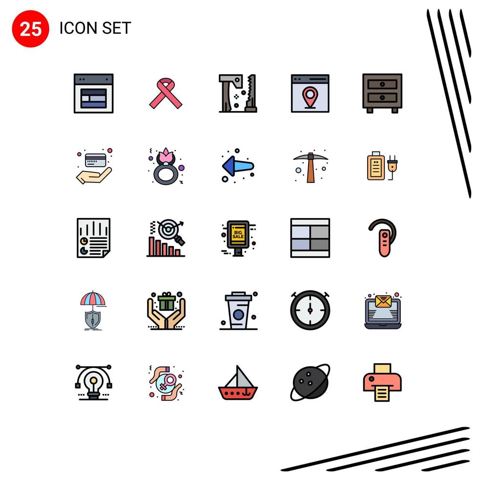 voorraad vector icoon pak van 25 lijn tekens en symbolen voor kabinet kaart medisch koppel gereedschap bewerkbare vector ontwerp elementen