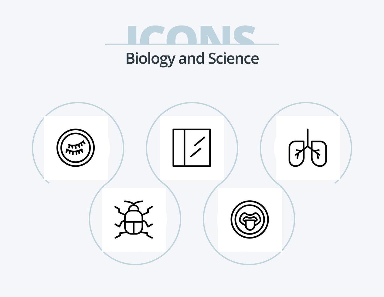 biologie lijn icoon pak 5 icoon ontwerp. botten. wetenschap. biologie. laboratorium. biologie vector