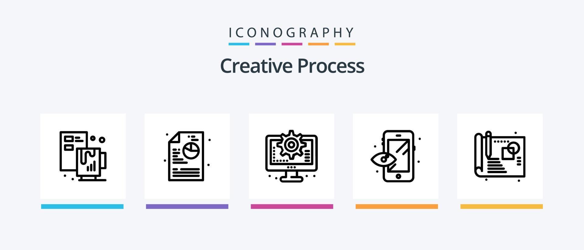 creatief werkwijze lijn 5 icoon pak inclusief . voorwerp. werkwijze. werkwijze. doelwit. creatief pictogrammen ontwerp vector