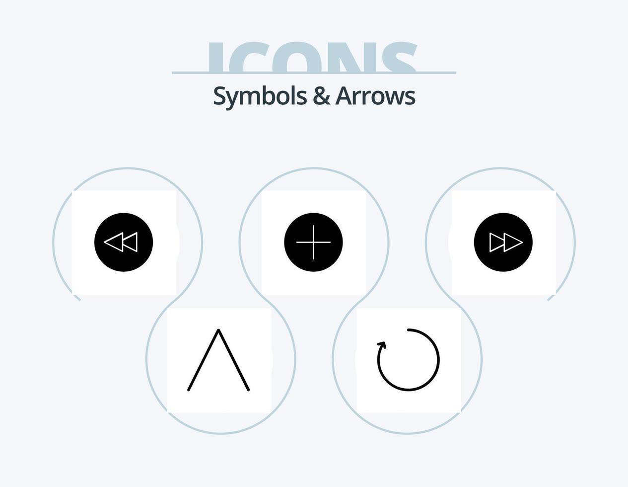 symbolen en pijlen glyph icoon pak 5 icoon ontwerp. . . terugspoelen. De volgende. cirkel vector
