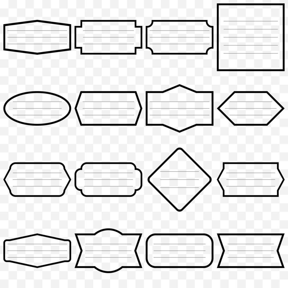 lijn etiketten geometrisch, notitieboekje label, kader voor bericht, lijn etiketten. vector