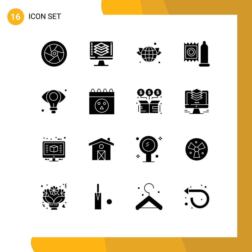 voorraad vector icoon pak van 16 lijn tekens en symbolen voor oog geneeskunde aarde medisch condoom bewerkbare vector ontwerp elementen
