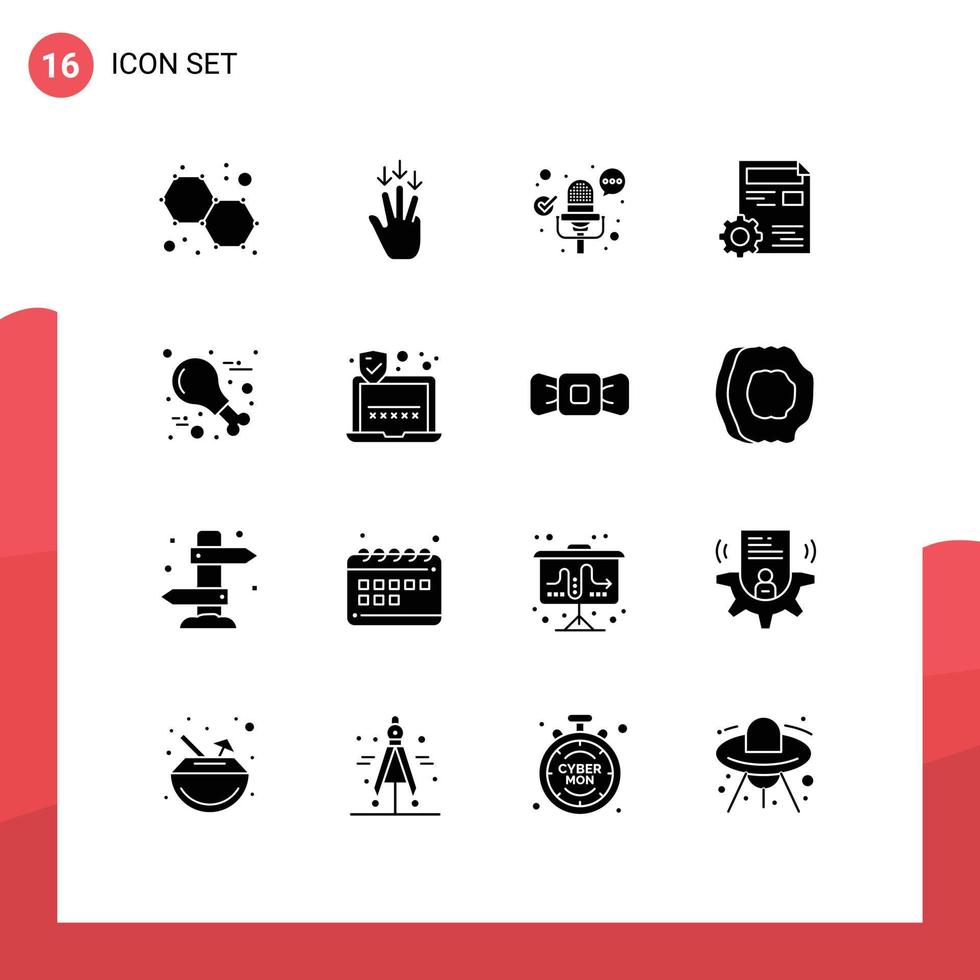 reeks van 16 modern ui pictogrammen symbolen tekens voor dankzegging voedsel multimedia Bewerk instelling bewerkbare vector ontwerp elementen