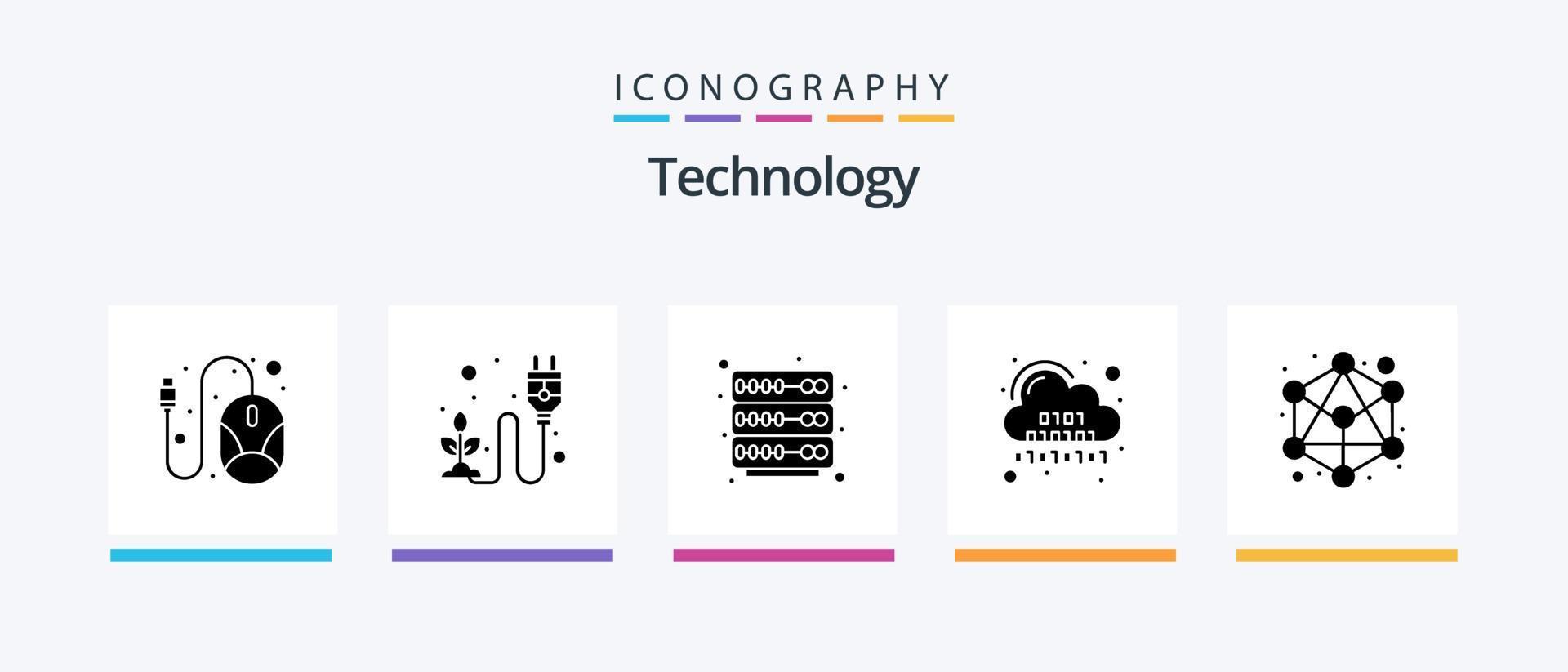 technologie glyph 5 icoon pak inclusief verbinding. digitaal. fabriek. code. binair. creatief pictogrammen ontwerp vector