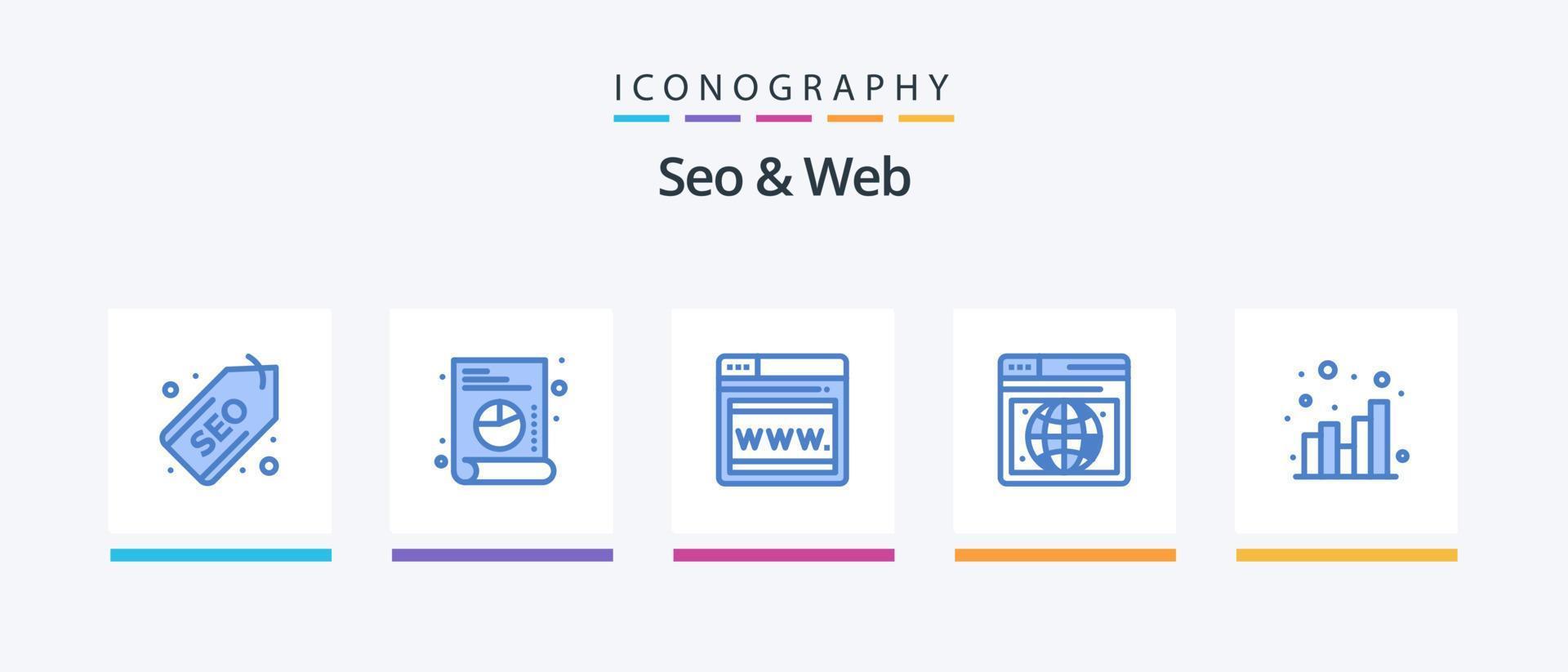 seo en web blauw 5 icoon pak inclusief . web. seo. creatief pictogrammen ontwerp vector