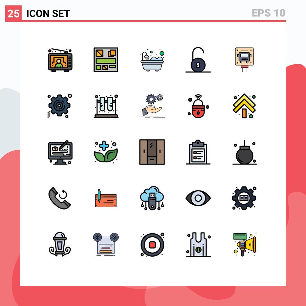 reeks van 25 modern ui pictogrammen symbolen tekens voor bedrijf teken bad hou op hangslot bewerkbare vector ontwerp elementen