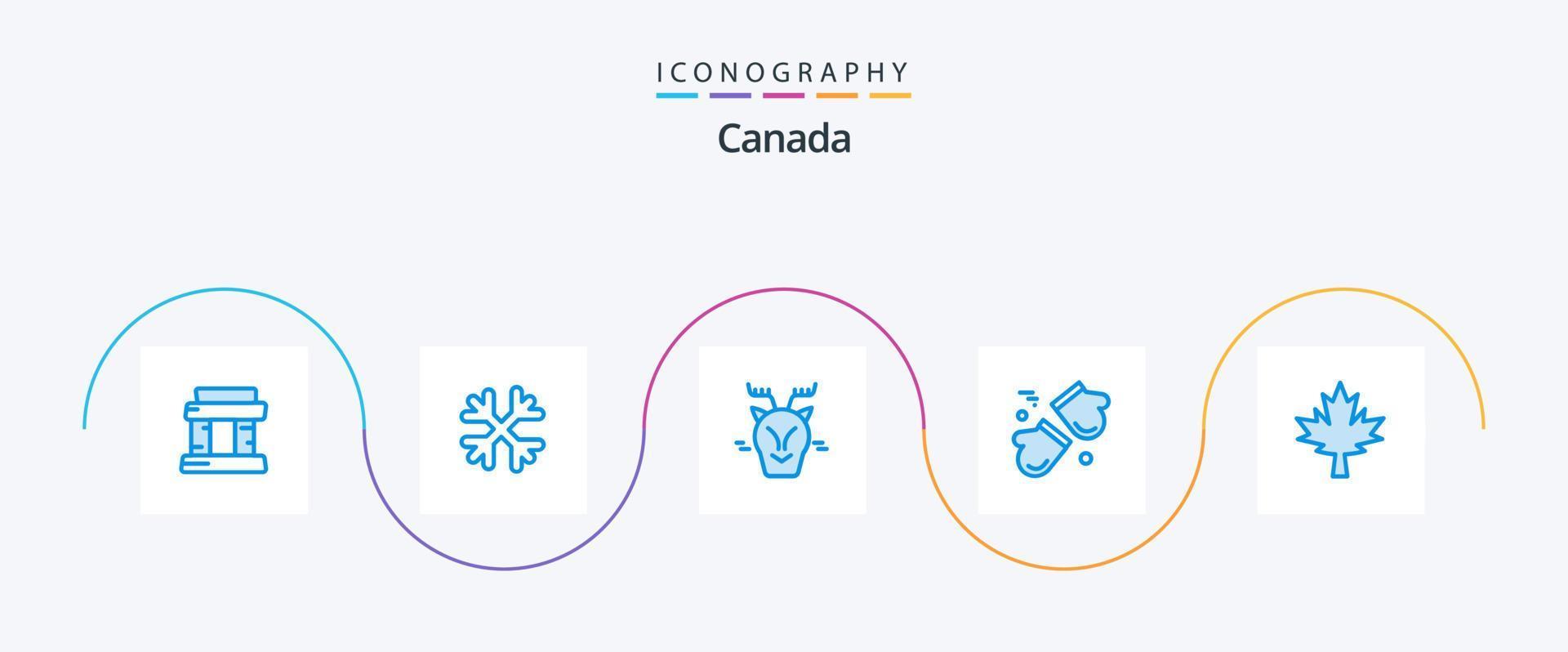 Canada blauw 5 icoon pak inclusief blad. Scandinavië. arctisch. handschoenen. arctisch vector