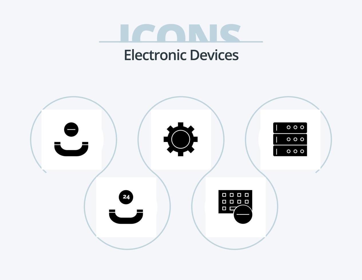 apparaten glyph icoon pak 5 icoon ontwerp. server. gegevens. telefoongesprek. technologie. apparaatje vector