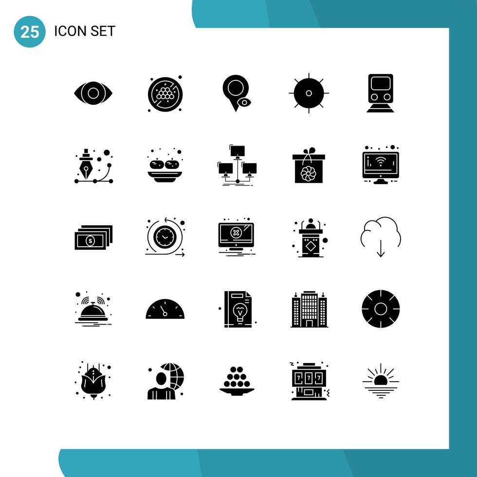 reeks van 25 modern ui pictogrammen symbolen tekens voor reizen trein kaart spoorweg voorkeuren bewerkbare vector ontwerp elementen