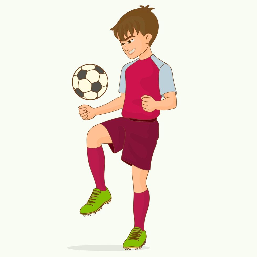 jongen speelt met voetbal vector